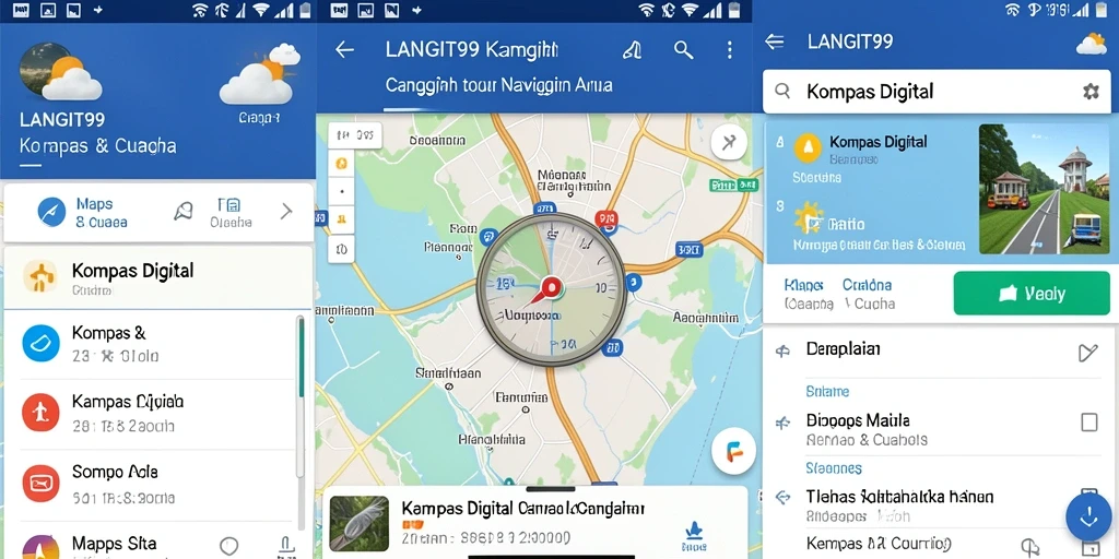 Antarmuka dan fungsi utama LANGIT99 sebagai Kompas Digital.