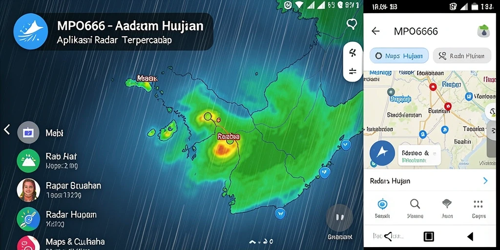 Tampilan antarmuka aplikasi MPO666 menunjukkan peta curah hujan secara real-time.
