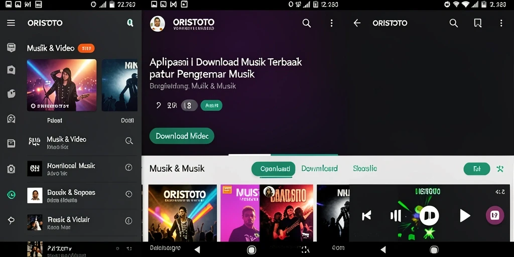 Screenshot ORISTOTO menampilkan antarmuka aplikasi Download Musik yang sederhana dan intuitif.