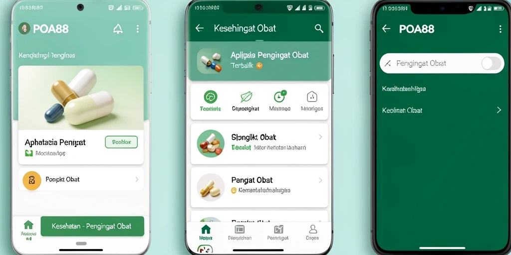 Tampilan antarmuka aplikasi POA88 sebagai Pengingat Obat.