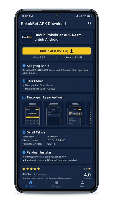 Tampilan halaman APK rokokbet