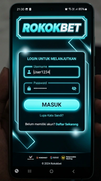 Tampilan halaman login rokokbet