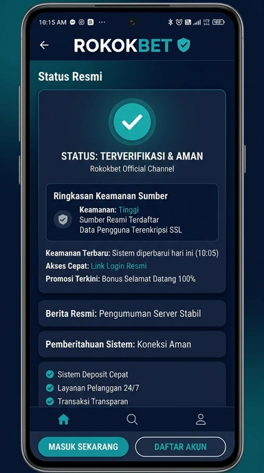 Tampilan kanal resmi rokokbet